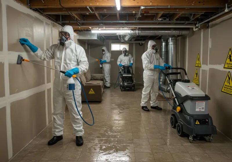 Basement Moisture Removal and Structural Drying process in Spotswood, NJ